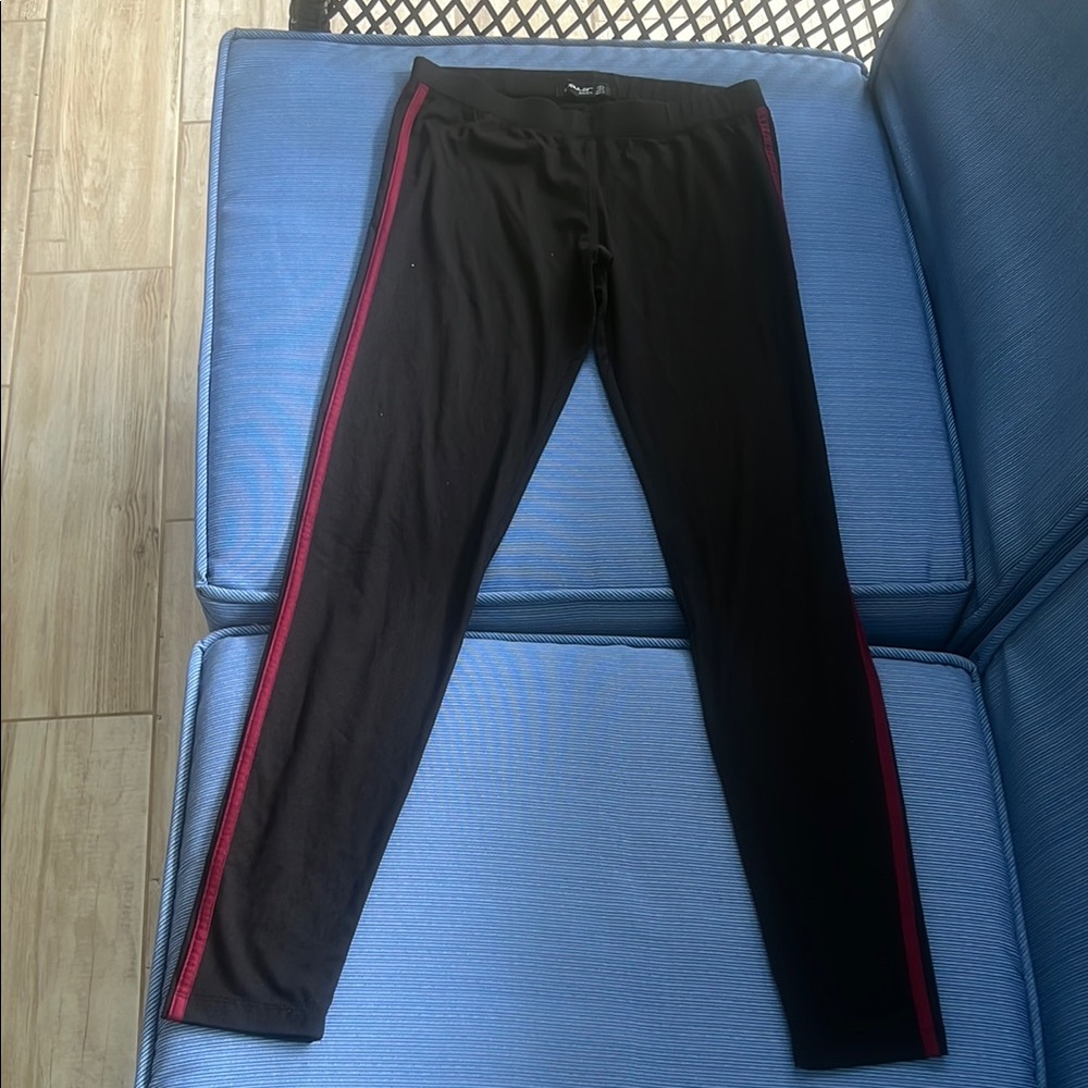 Black Leggings with Red Stripe